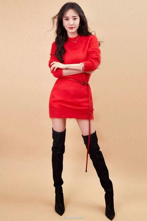 明星网红新年红色小毛衣,明星网红新年时尚潮流穿搭指南